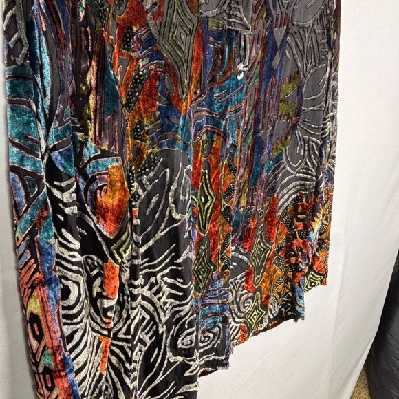 Chico's Velvet Burnout Button Down Whimsigoth Fairy Shirt Sz 0 = M Long Sleeve - Picture 3 of 13